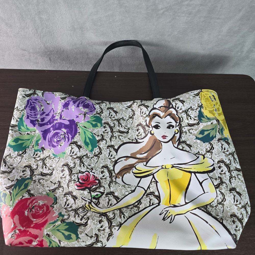 Disney Princess Belle Beauty and the Beast Floral Tote Bag FAB NY Multicolor